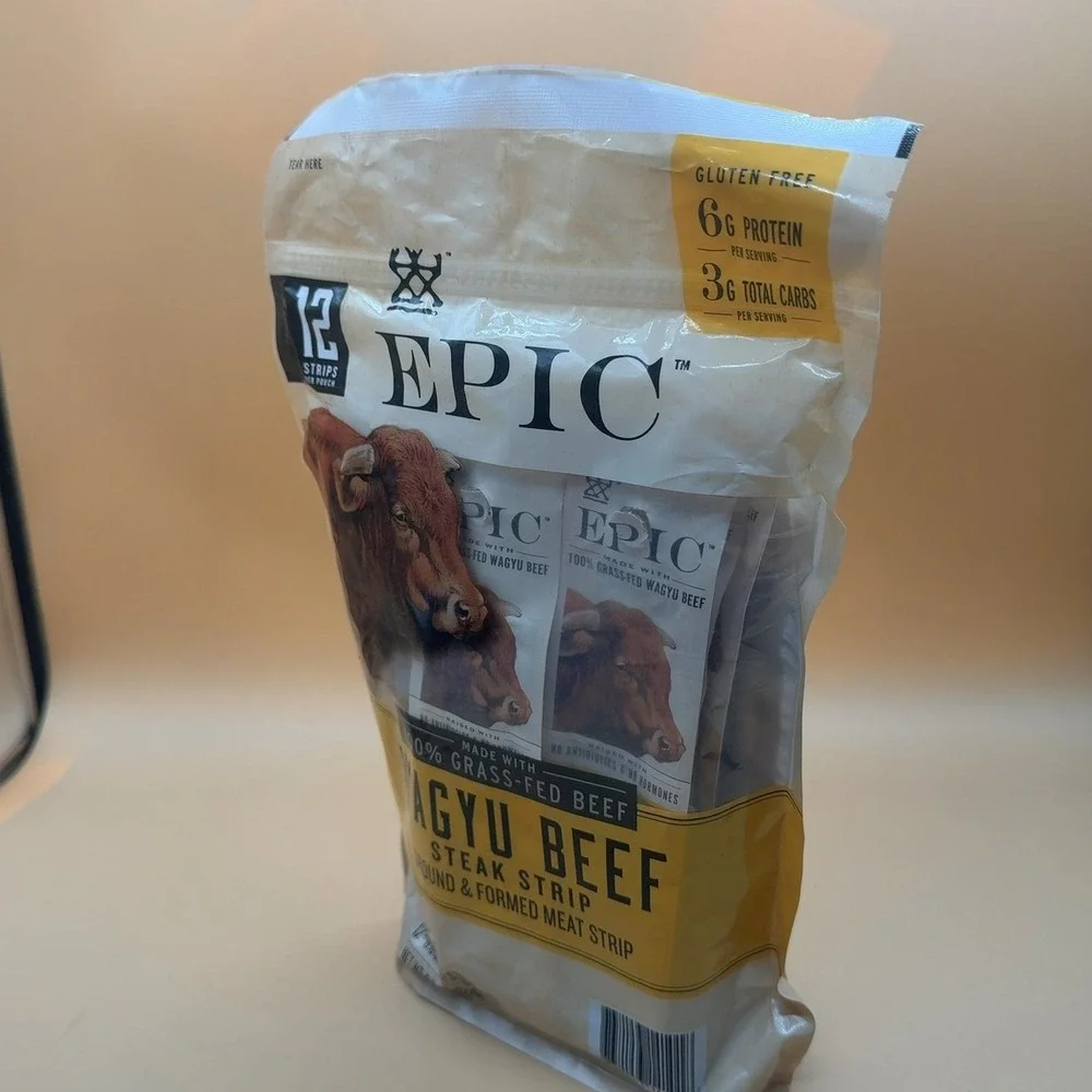 EPIC Wagyu Beef Steak Strip 100% Grass-Fed Gluten Free 12 Strips 9.6 oz Pouch
